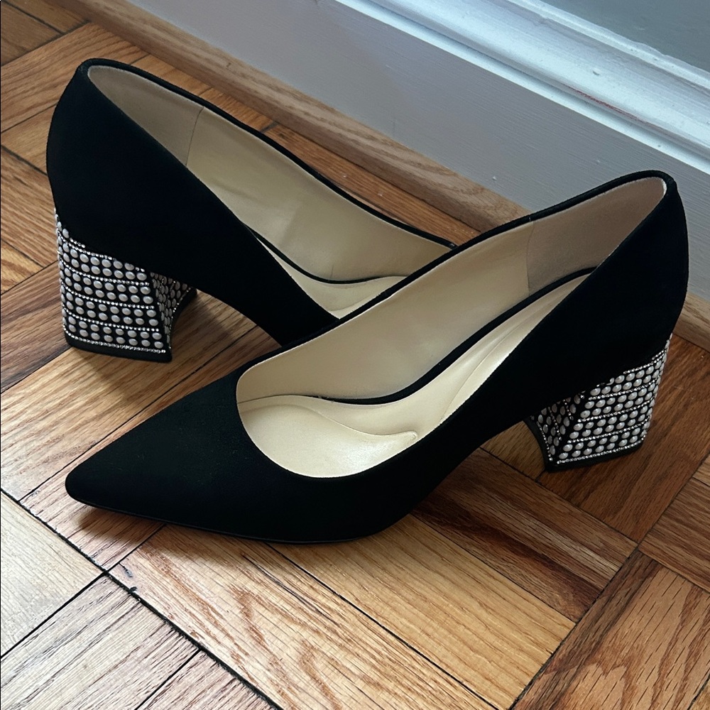 Jessica Simpson Black Heels with Embellished Block Heels